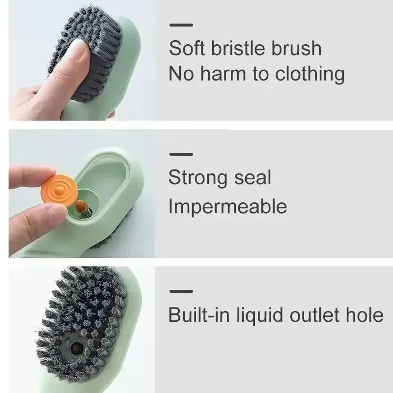 1/2Pcs Multifunction Cleaning Shoe Brush Soft Automatic Liquid Shoe Brush Long Handle Clothes Soap Brush with Hook Clean Tool