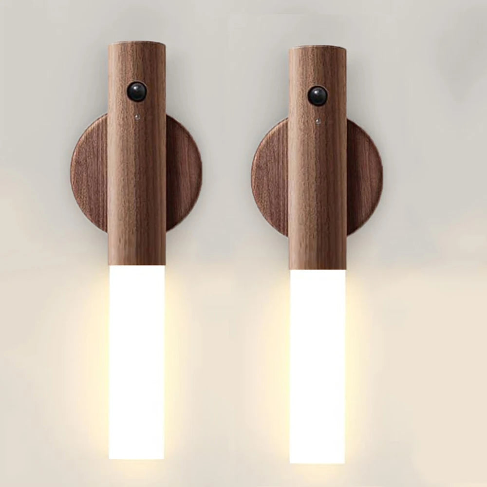 Night Light Motion Sensor Night Lights Rechargeable Wall Sconces Magnetic Wall Lights Wooden Wall Lighting for Bedroom Stair