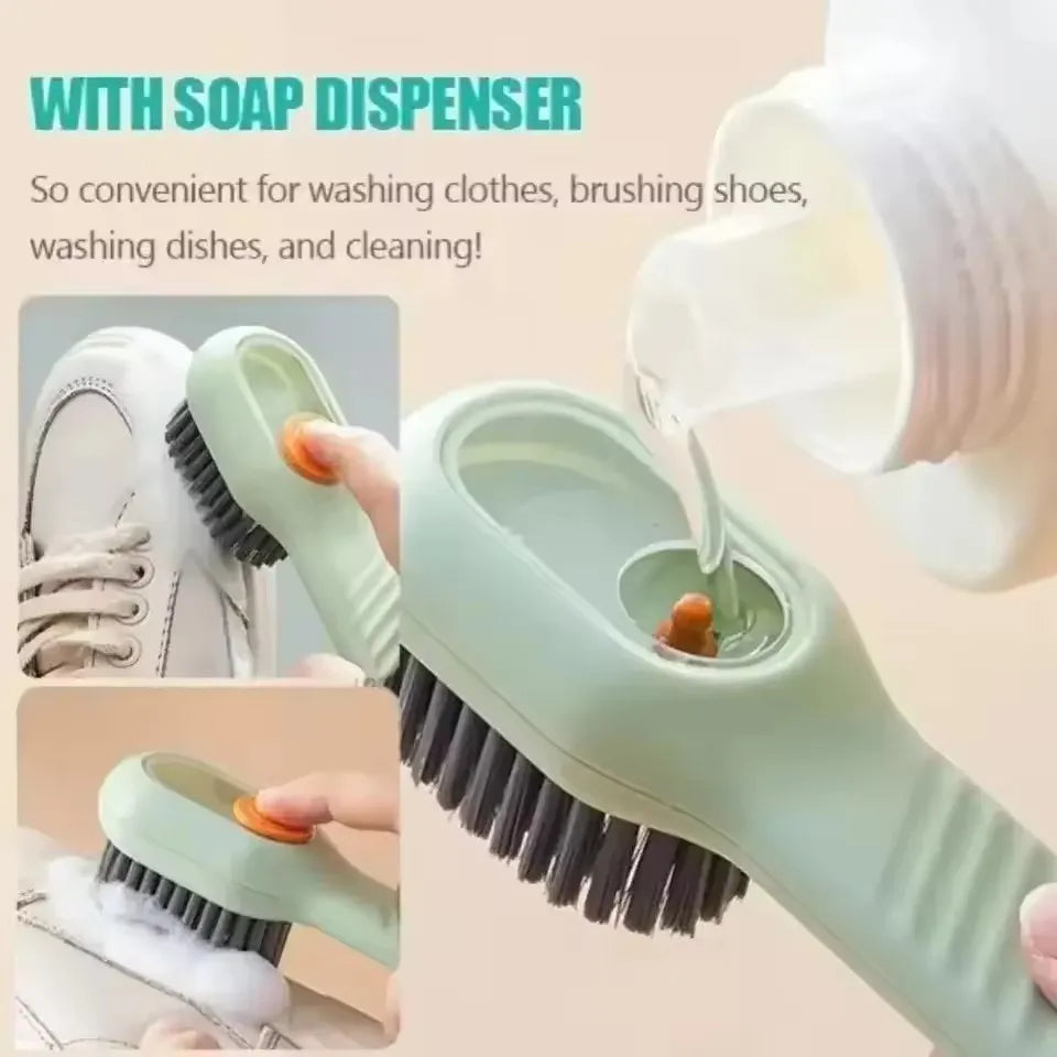 1/2Pcs Multifunction Cleaning Shoe Brush Soft Automatic Liquid Shoe Brush Long Handle Clothes Soap Brush with Hook Clean Tool