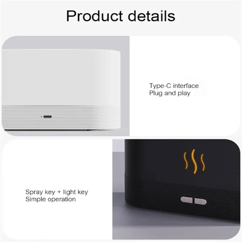Kinscoter Aroma Diffuser Air Humidifier Ultrasonic Cool Mist Maker Fogger Led Essential Oil Flame Lamp Difusor