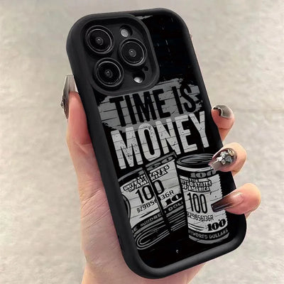 Phone Case For iPhone 17 16 15 14 12 11 13 Pro Max Time is Money Printed Soft Cover For iPhone 17 Air 16E 7 8 Plus X XS Case
